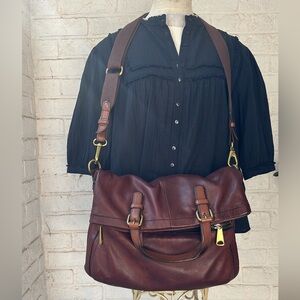 Fossil Dark Brown Leather Explorer// Messenger Bag